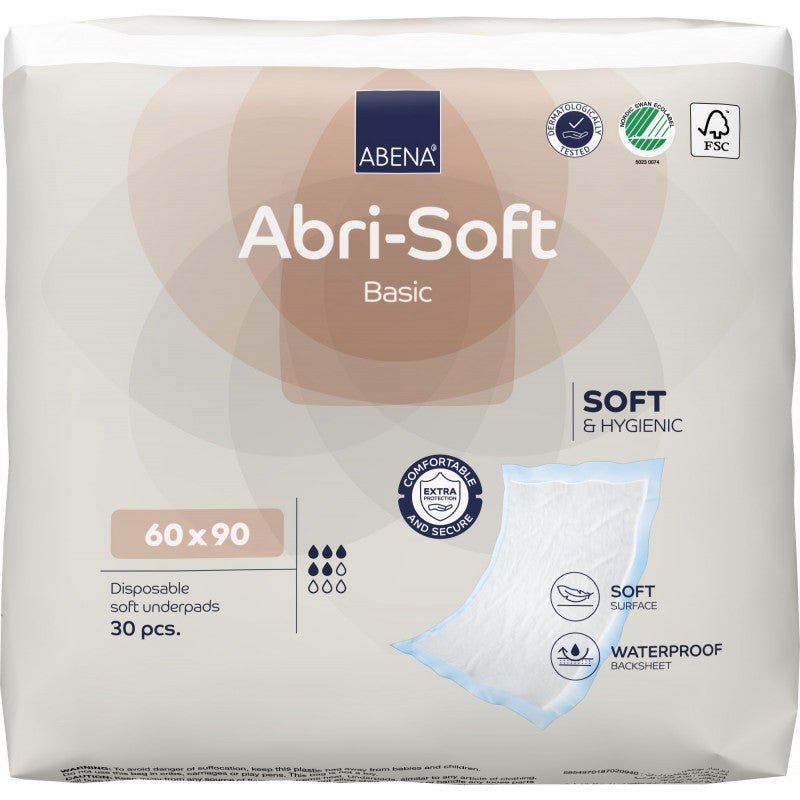 Alèses jetables Abena Abri - Soft Basic – 60x90 cm – Pack de 30 - Sérénivie Box - Accessoires