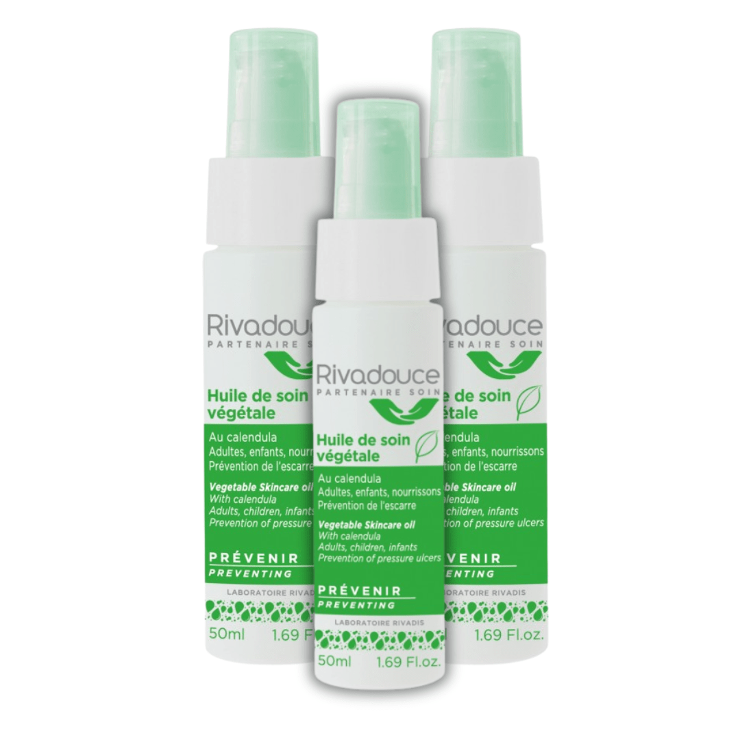 LOT DE 3 - Huile de Massage Préventive Rivadouce – Escarres modérées – 50 ml – 99% naturelle - Sérénivie Box - Accessoires
